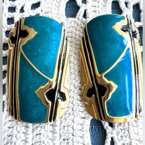 Berebi 1980s Vintage Deco Earrings post - pierced